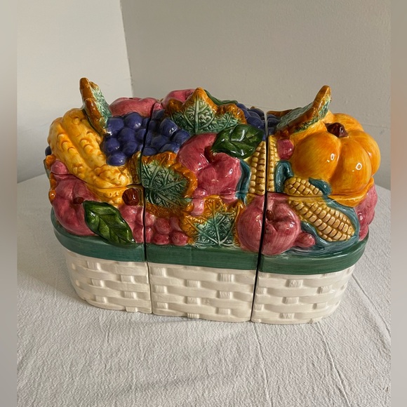 Cracker Barrel 1996 Harvest basket Canister 3 Piece Fruit Veggie Weave Basket - Picture 2 of 8
